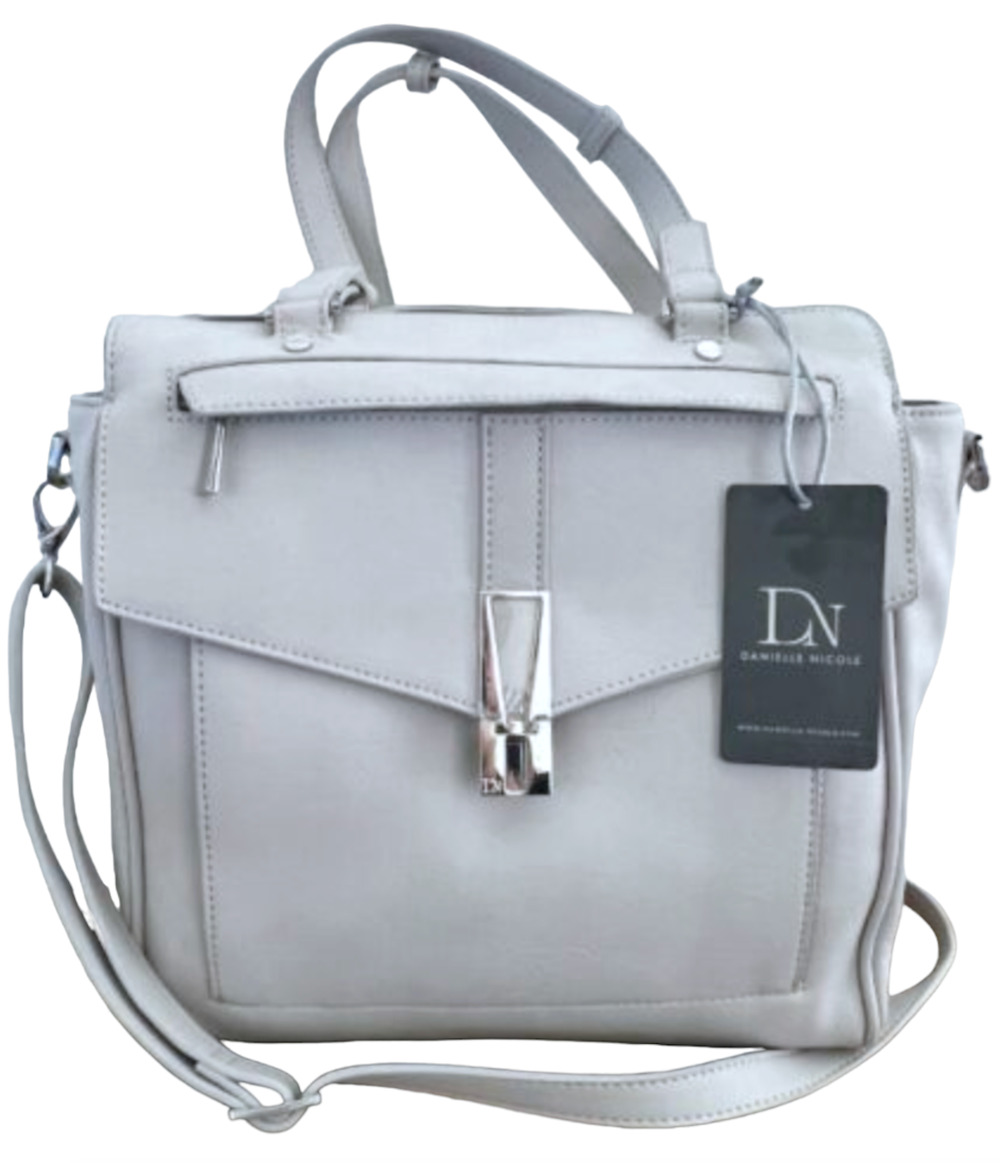 NEW DANIELLE NICOLE GREY KOREEN TOTE SHOULDER BAG PURSE FAUX LEATHER
